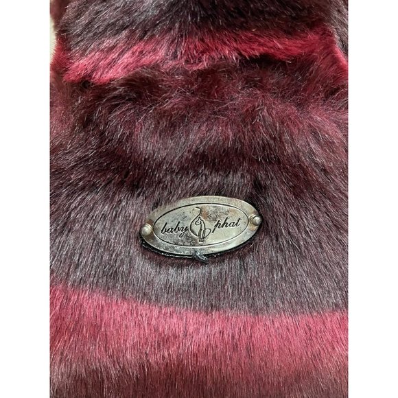 Vintage Baby Phat Faux Fur Vest Dark Red/Black Women's Size Medium Y2K - Picture 8 of 10